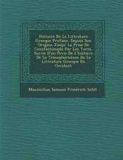 Histoire de La Litt Rature Grecque Profane, Depuis Son Origine Jusqu' La Prise de Constantinople Par Les Turcs, Suivie D'Un PR Cis de L'Histoire de La