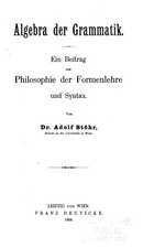 Algebra Der Grammatik, Ein Beitrag Zur Philosophie Der Formenlehre Und Syntax