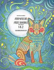 Livro Para Colorir de Animais de Arte Doodle Para Adultos 1 & 2