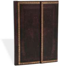 Paperblanks Black Moroccan Old Leather Collection Hardcover MIDI Lined Wrap Closure 144 Pg 120 GSM