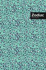 Zodiac Lifestyle, Animal Print, Write-in Notebook, Dotted Lines, Wide Ruled, Medium Size 6 x 9 Inch, 144 Pages (Blue)