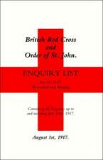 British Red Cross and Order of St John Enquiry List (No 14) 1917