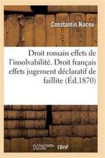 Droit Romain Effets de l'Insolvabilité Droit Français Effets Du Jugement Déclaratif de Faillite