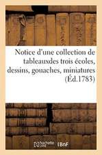 Notice d'une collection de tableauxdes trois écoles, dessins, gouaches, miniatures du cabinet