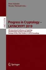 Progress in Cryptology – LATINCRYPT 2019