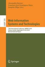 Web Information Systems and Technologies: 15th International Conference, WEBIST 2019, Vienna, Austria, September 18–20, 2019, Revised Selected Papers