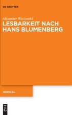 Waszynski, A: Lesbarkeit nach Hans Blumenberg