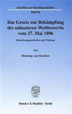 Das Gesetz zur Bekämpfung des unlauteren Wettbewerbs vom 27. Mai 1896