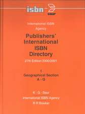 Publishers' International ISBN Directory. 27th Edition 2000/2001