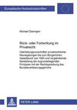 Rueck- Oder Fortwirkung Im Privatrecht: Ueberleitungsvorschriften Privatrechtlicher Neuregelungen Bis Zum Buergerlichen Gesetzbuch Von 1900 Und Vergle