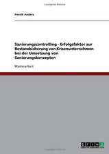 Sanierungscontrolling. Erfolgsfaktor zur Bestandsicherung von Krisenunternehmen bei der Umsetzung von Sanierungskonzepten