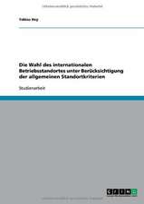 Die Wahl des internationalen Betriebsstandortes unter Berücksichtigung der allgemeinen Standortkriterien