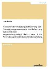 Mezzanine-Finanzierung: Erläuterung der Finanzierungsinstrumente und Erörterung der rechtlichen Ausgestaltungsmöglichkeiten, steuerlichen Auswirkungen und bilanziellen Behandlung