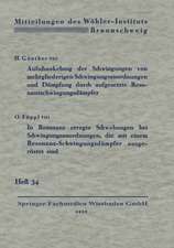 Aufschaukelung der Schwingungen von mehrgliederigen Schwingungsanordnungen und Dämpfung durch aufgesetzte Resonanzschwingungsdämpfer. In Resonanz erregte Schwebungen bei Schwingungsanordnungen, die mit einem Resonanz-Schwingungsdämpfer ausgerüstet sind