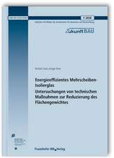 Energieeffizientes Mehrscheiben-Isolierglas. Untersuchungen von technischen Maßnahmen zur Reduzierung des Flächengewichtes. Abschlussbericht