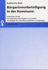 Bürgerinnenbeteiligung in der Kommune: Empirische Studie zur politischen Partizipation von Frauen am Beispiel der Zukunftswerkstätten in Heidelberg