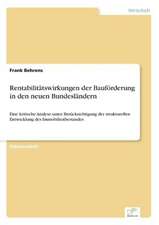 Rentabilitätswirkungen der Bauförderung in den neuen Bundesländern