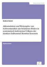 Akkumulation und Weitergabe von Schwermetallen aus belasteten Böden in systematisch kultivierten Völkern der dunklen Erdhummel Bombus Terrestris