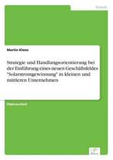 Strategie und Handlungsorientierung bei der Einführung eines neuen Geschäftsfeldes "Solarstromgewinnung" in kleinen und mittleren Unternehmen