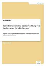 Betroffenheitsanalyse und Entwicklung von Ansätzen zur Euro-Einführung