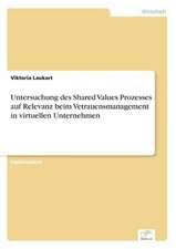 Untersuchung Des Shared Values Prozesses Auf Relevanz Beim Vetrauensmanagement in Virtuellen Unternehmen: Optionspreistheorie Zur Bewertung Von Investitionen Mit Einem Beispiel Aus Der Softwareentwicklung