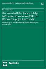 Der Innerstaatliche Regress Infolge Haftungsauslosender Verstosse Von Kommunen Gegen Unionsrecht: Ein Beitrag Zur Interkorperschaftlichen Haftung Im B