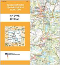 Topographische Übersichtskarte CC4750 Cottbus 1 : 200 000