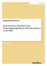 Systematischer Überblick über Förderungsmöglichkeiten für Unternehmen in der BRD