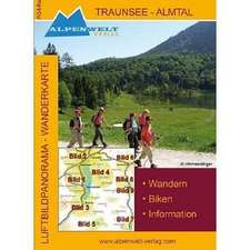 Traunsee - Almtal Luftbildpanorama - Wanderkarte