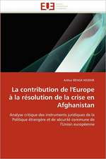 La Contribution de L'Europe a la Resolution de La Crise En Afghanistan