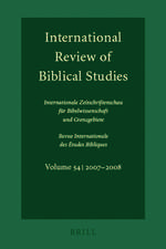 International Review of Biblical Studies, Volume 54 (2007-2008)