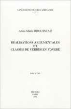 Realisations Argumentales Et Classes de Verbe En Fongbe