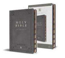 KJV Holy Bible, Giant Print Thinline Large Format, Gray Premium Imitation Leathe R with Ribbon Marker, Red Letter, and Thumb Index